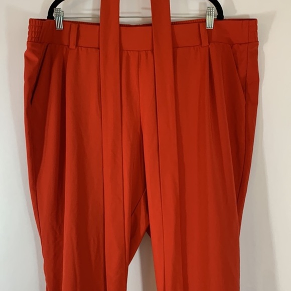 Torrid Orange Crepe Self Tie Tapered Pants - Picture 5 of 9